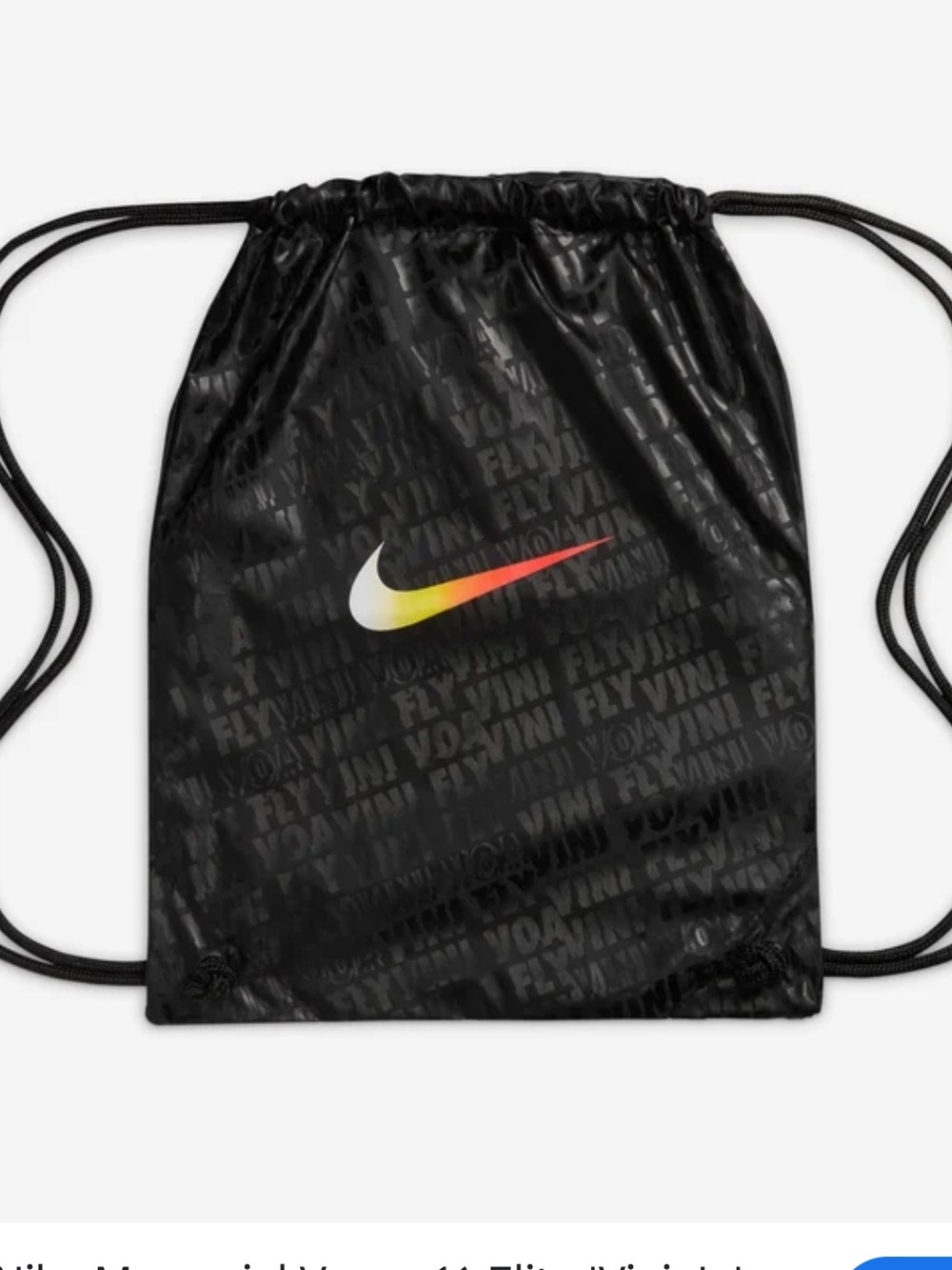 Nike Black Drawstring Bag with Yellow-Red Gradient Swoosh new - Picture 2 of 6